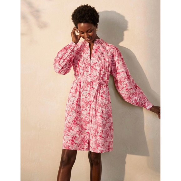 Boden Dresses & Skirts - NWT Boden Antonia Cotton Shirt Dress in Azalea Pink, Tropical Palm 8 Medium